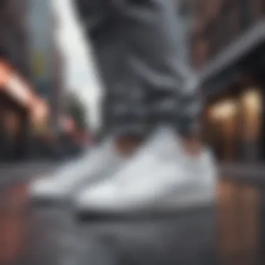 Urban setting showcasing Nike Blazer Low White sneakers