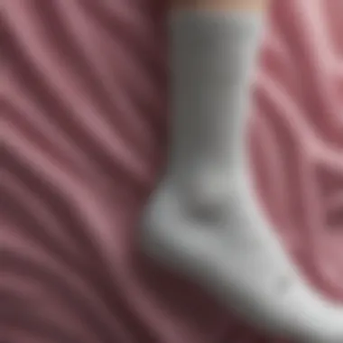 Close-up view of the fabric texture of Nike socks