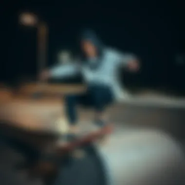 Skateboarding in Style A skateboarder wearing a Nike hoodie performing a trick in a skate park