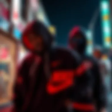 Nike Hoodies in Urban Culture A vibrant street scene illustrating Nike hoodies' influence on urban fashion
