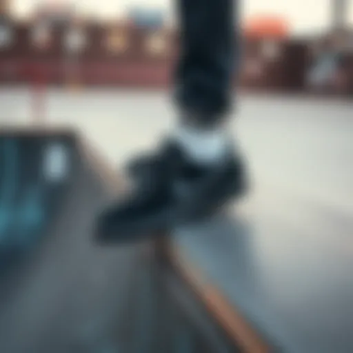 Stylish Nike Janoski Black on skateboarding ramp