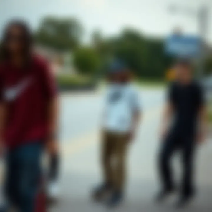 Group of skateboarders wearing Nike Janoski Black