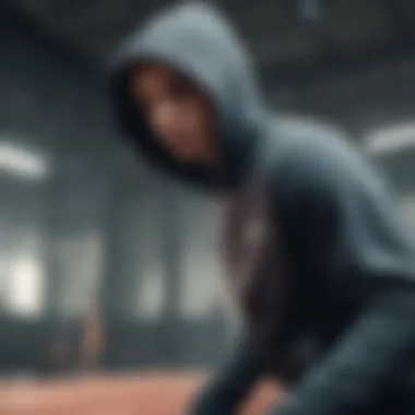 An athlete wearing the hoodie during a workout, demonstrating its versatility