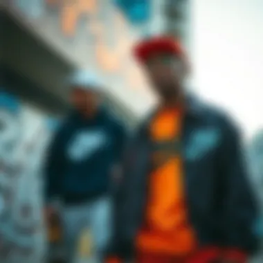 Urban landscape featuring stylish Nike outfits