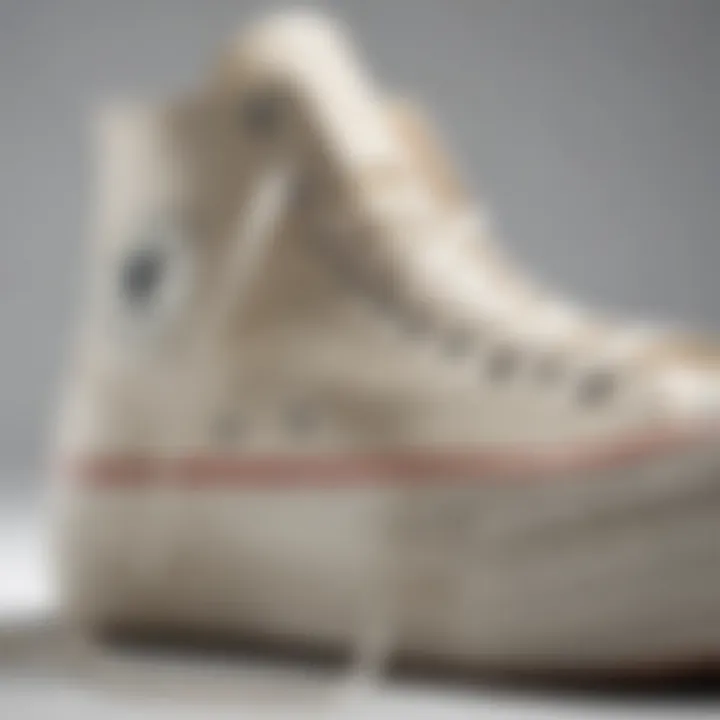 Close-up of the Off White High Top Platform Converse highlighting material and craftsmanship