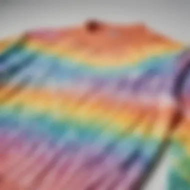 Close-up of tie dye techniques showcasing the dye application