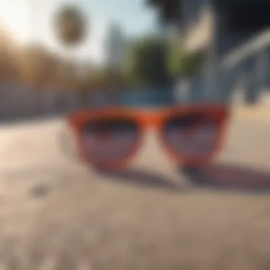 Vibrant Pit Vipers sunglasses in action during a skateboarding session