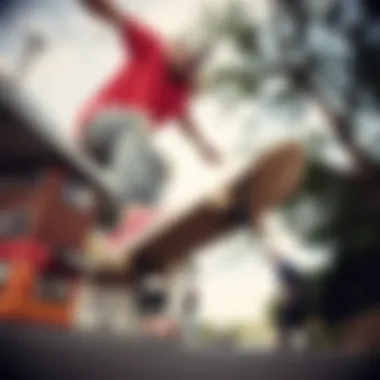 Skateboarding in Style: A Tribute to Primary Colors Skateboarder performing tricks while wearing classic Vans in primary colors.