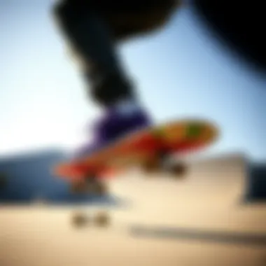 Skater performing tricks in purple shoes