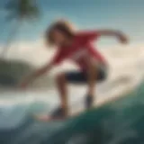 Vibrant surf scene showcasing Roxy apparel