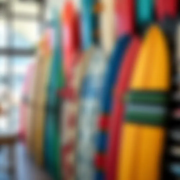 Surfboards on display in a local surf shop