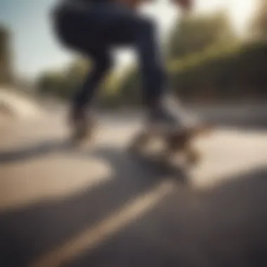 A young skater taking their first ride on a skateboard