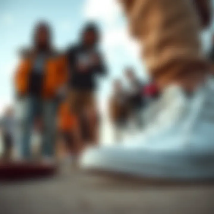 Community and Identity in Skate Culture Group of skaters showcasing community spirit wearing high-top Vans