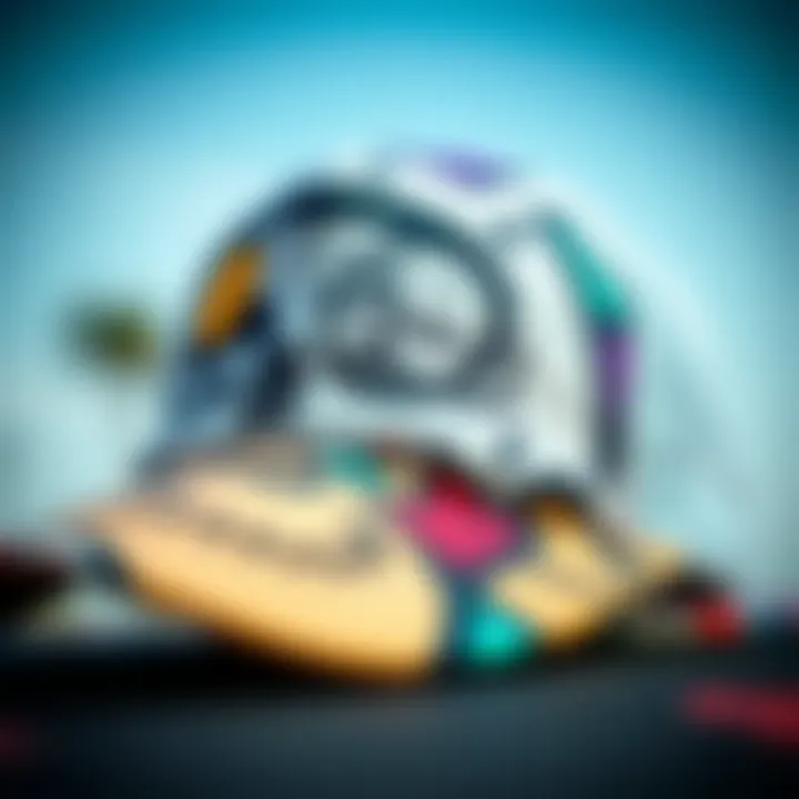 Close-up of unique design features on a skateboard trucker hat