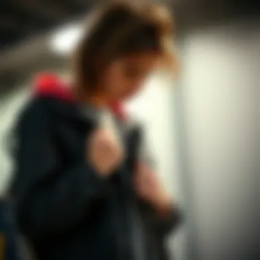 Practical Care for Skate Jackets A skater maintaining their jacket with care, emphasizing practicality