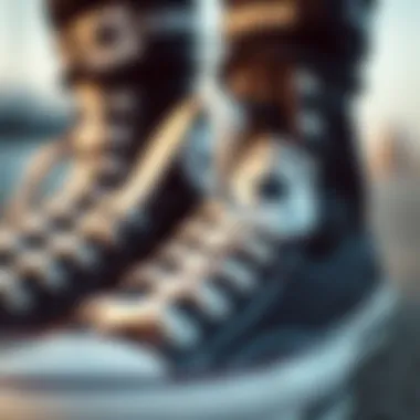 Close-up of Converse high tops showcasing unique design details