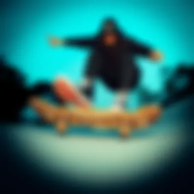 Skateboarder wearing solid black Converse during a trick