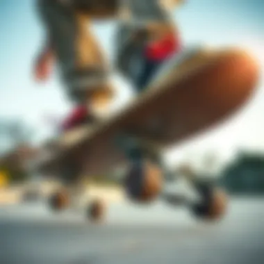 Skateboarding Tricks Enhanced by Specialized Footwear Close-up of a skateboarder performing tricks with specialized footwear