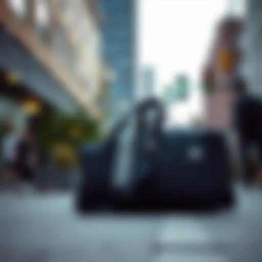Adidas Weekend Bag in Urban Setting Stylish Adidas weekend bag in an urban environment