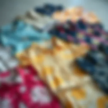 Diversity in Design: The Colorful World of Bleached Shirts An array of bleached shirts in different colors and designs laid out on a flat surface.