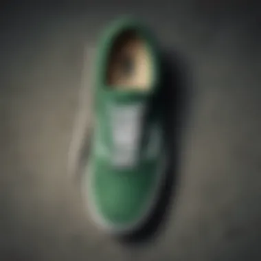 Close-up of the Vans Classic Green design details