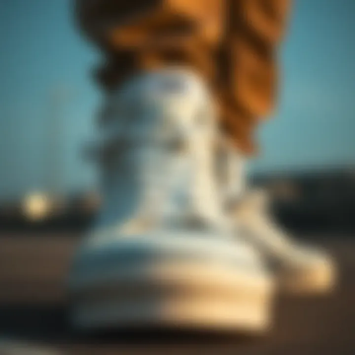 Craftsmanship of Vans Hi-White Shoes Close-up of Vans Hi-White emphasizing craftsmanship