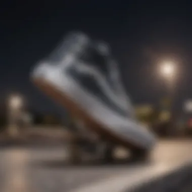 Skateboarder performing a trick wearing Vans Old Skool Sparkle