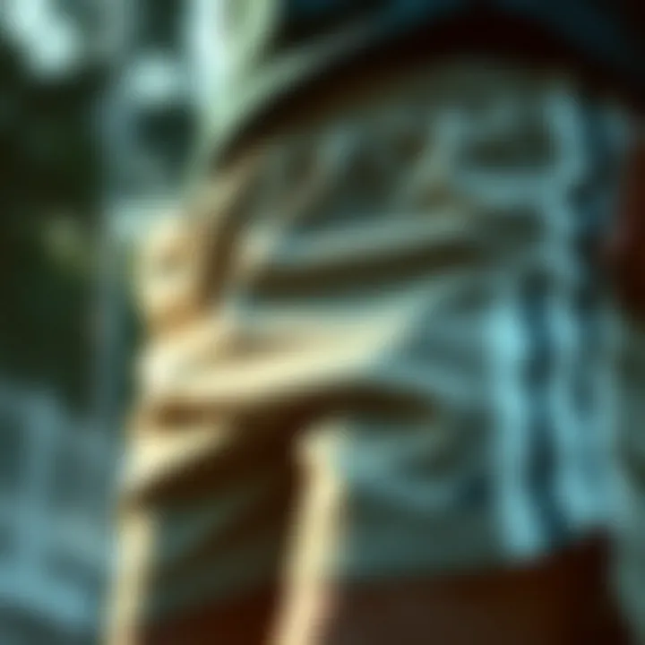 Detailing the Quality of Material Close-up of Adidas vintage shorts showcasing the fabric texture