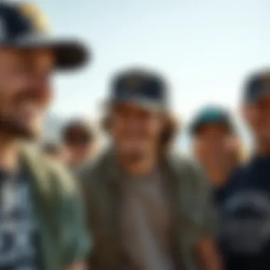 A group of friends enjoying outdoor activities while wearing trendy trucker hats