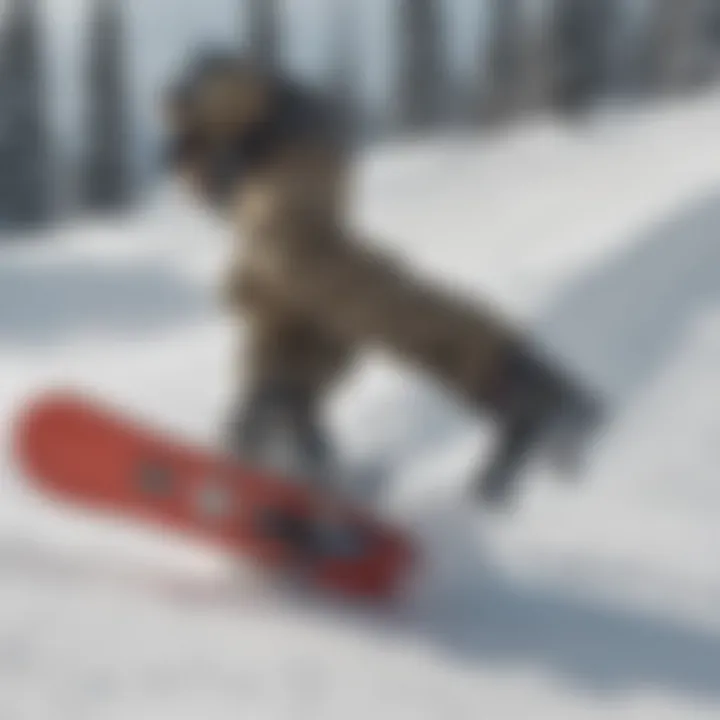 Burton Custom C snowboard in action on the slopes during a snowy day