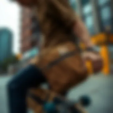 Skateboarder using the Carhartt sling bag in an urban environment