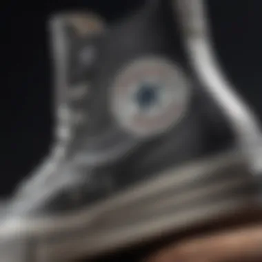 Close-up of the design details of Converse high-top platforms