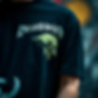 Close-up of the unique design elements on a Deathwish t-shirt