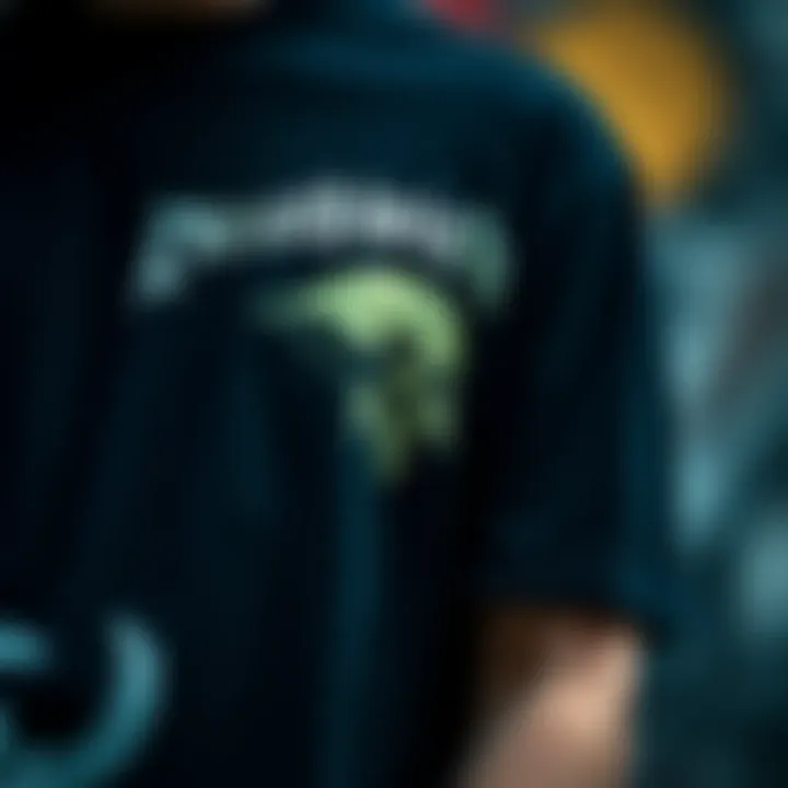 Close-up of the unique design elements on a Deathwish t-shirt