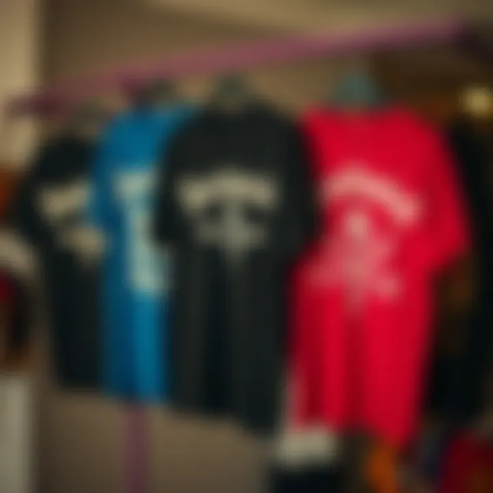 An artistic display of various Deathwish t-shirt styles and colors