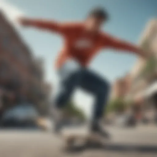 A skateboarder showcasing Nike sweats while performing a trick