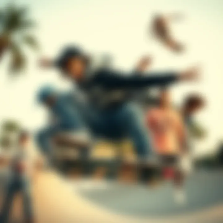 Collage of skateboarding culture influences with SB Nyjah Free 2 at the center