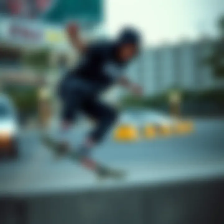 Dynamic shot of a skater performing a trick wearing SB Nyjah Free 2