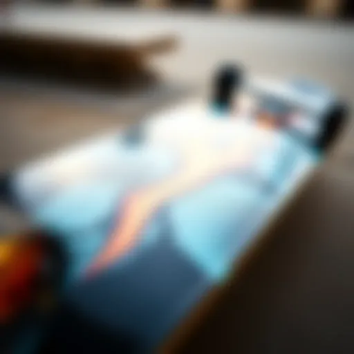 Close-up of skateboard deck showcasing innovative design