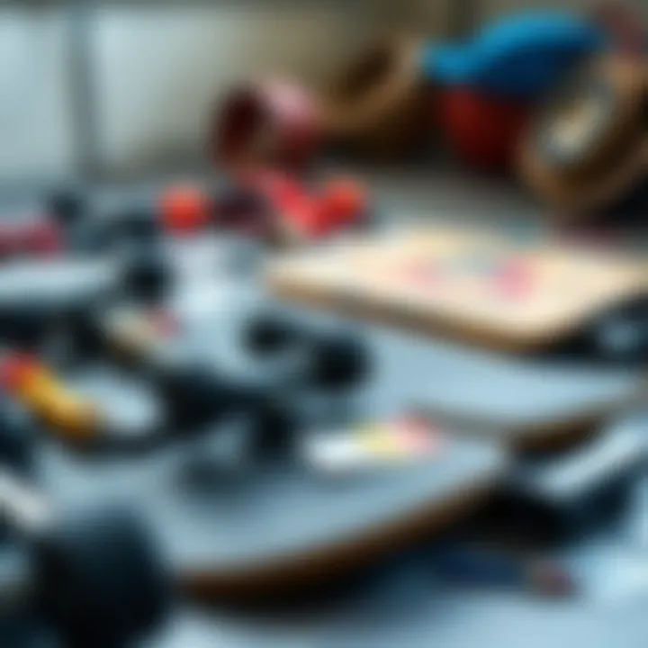 New Materials in Skateboard Components Skateboard parts laid out to highlight new materials