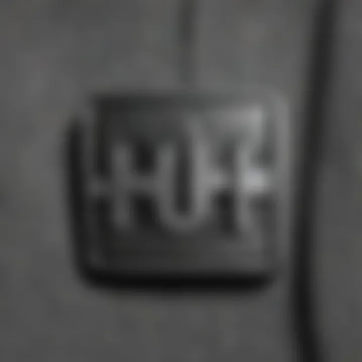 Close-up of HUF Box Logo detail