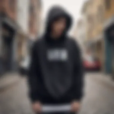 HUF Box Logo Hoodie in urban street setting