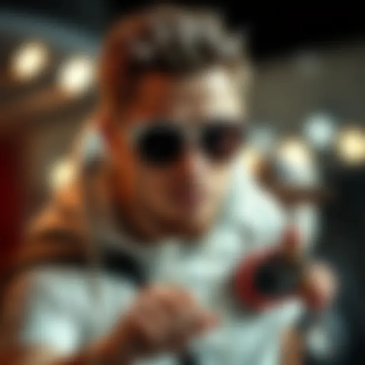 A skateboarder wearing distinctive bling sunglasses