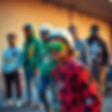 A group of skateboarders showcasing their unique styles and bling sunglasses