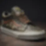 Close-up of camouflage pattern on Vans shoes