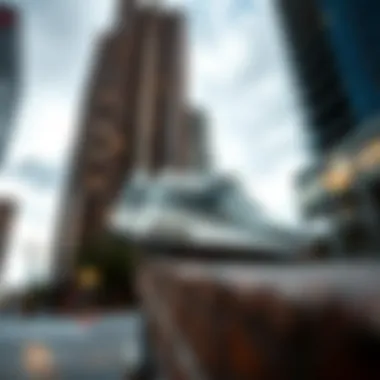 Urban Aesthetics and the Janoski Air Max An artistic representation of the Janoski Air Max within an urban landscape, symbolizing its impact on design aesthetics.