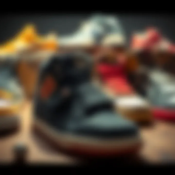 Huf Hupper displayed alongside other iconic skate shoes