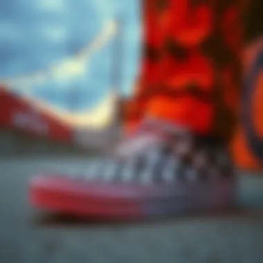 Artistic collaboration featuring checkered Vans