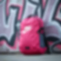 Stylish Pink Nike Backpack against a graffiti wall