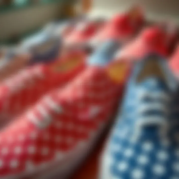 A vibrant display of polka dot Vans slip-ons from various angles